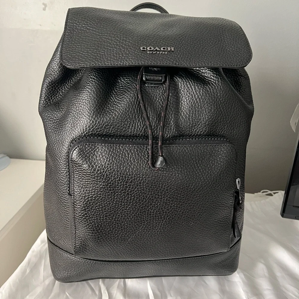 Coach Black Leather Men's Backpack